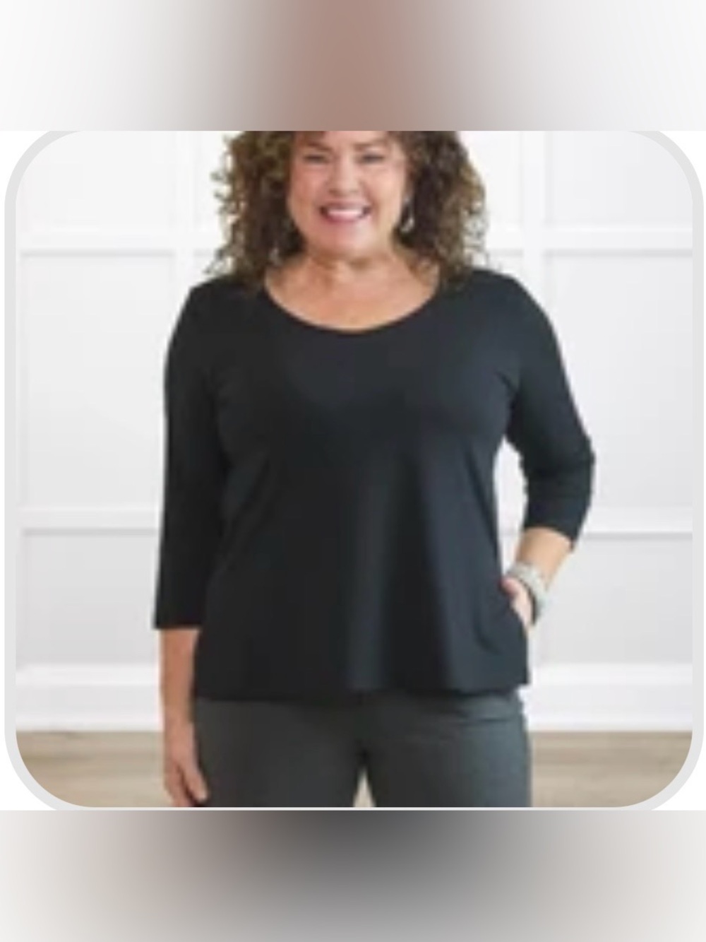 🇨🇦Miik🇨🇦 Viola 3/4 sleeve v-neck top, large, black (NWOT)
